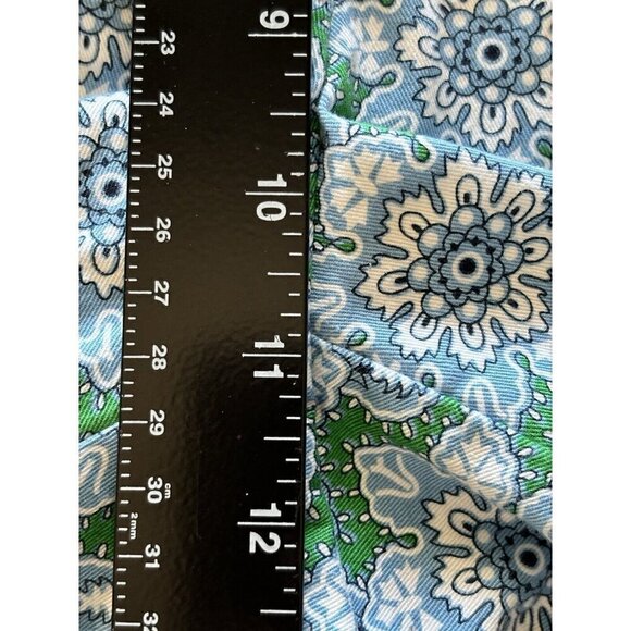 Lands End Bermuda Shorts Womens 14 Mid Rise Blue Green Floral Print Pockets - Picture 15 of 15